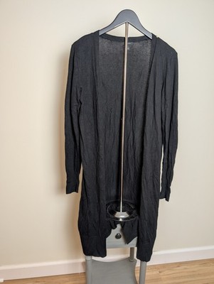 Halogen Women's Long Black Open Front Fine Knit Cardigan Size M