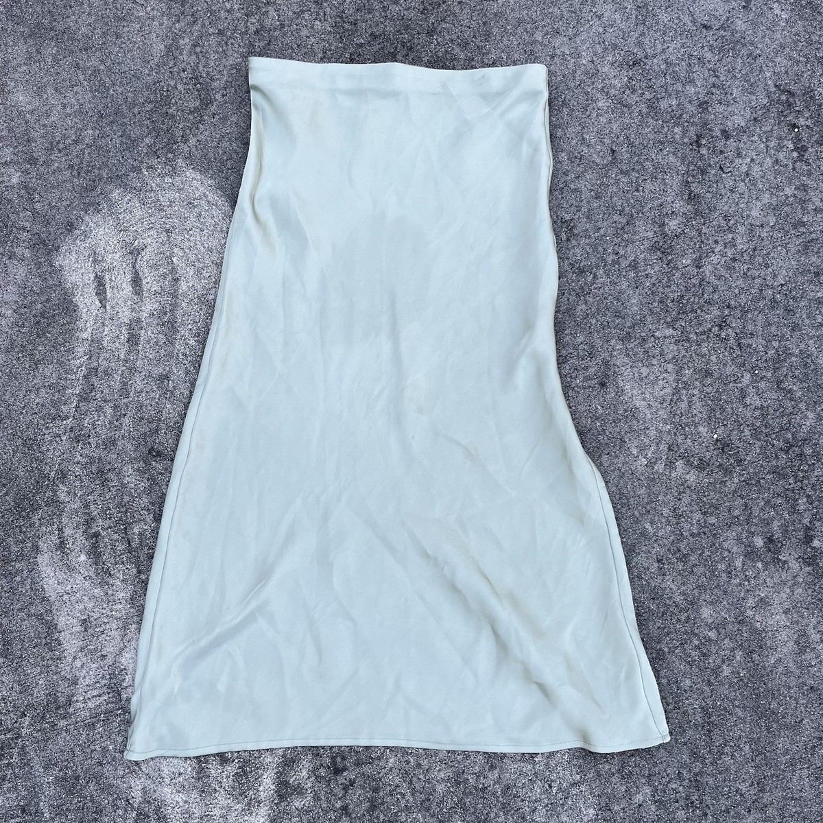 Glassons Light Green Satin Silky Slip On Long Skirt Size UK