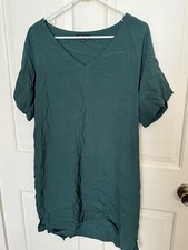 Womens Madewell Cap Sleeve Deep Dark Green Knee Length VNeck Tunic Dress Small