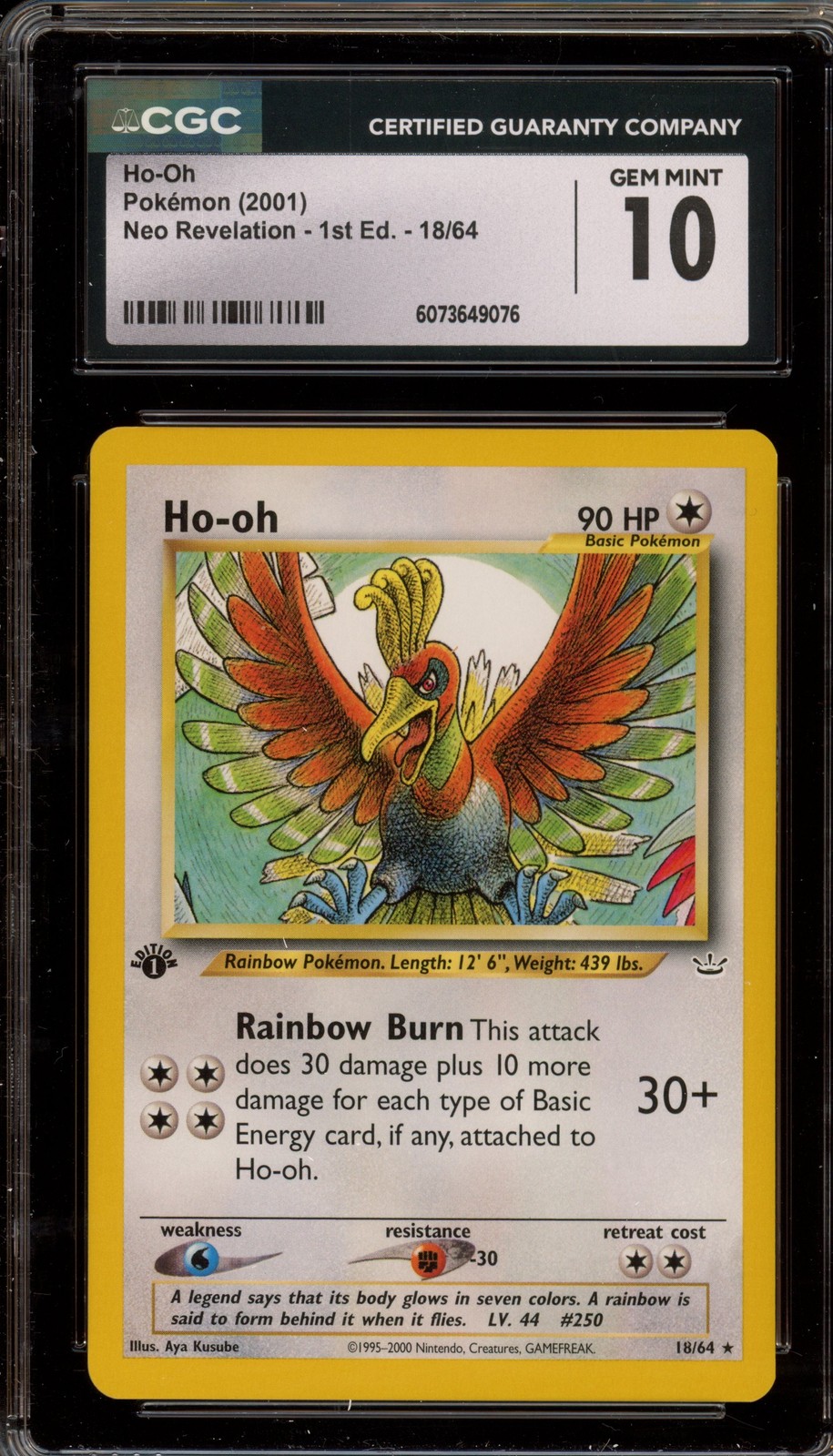 Pokemon Ho-Oh Neo Revelation 1st Edition Rare #18 CGC 10 Gem Mint