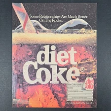 1987 Diet Coke Glass With Straw NutraSweet Vintage Print Ad Soft Drink Soda Pop
