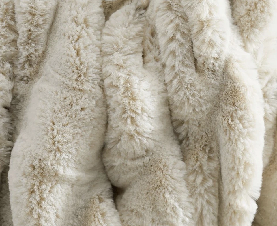 Luxurious Faux Fur Ruched Throw Blanket – Soft & Cozy Accent - Image 4 of 4