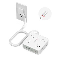 TESSAN Surge Protector Power Strip, 5 Ft Extension Cord Flat Wall Plug with 4...