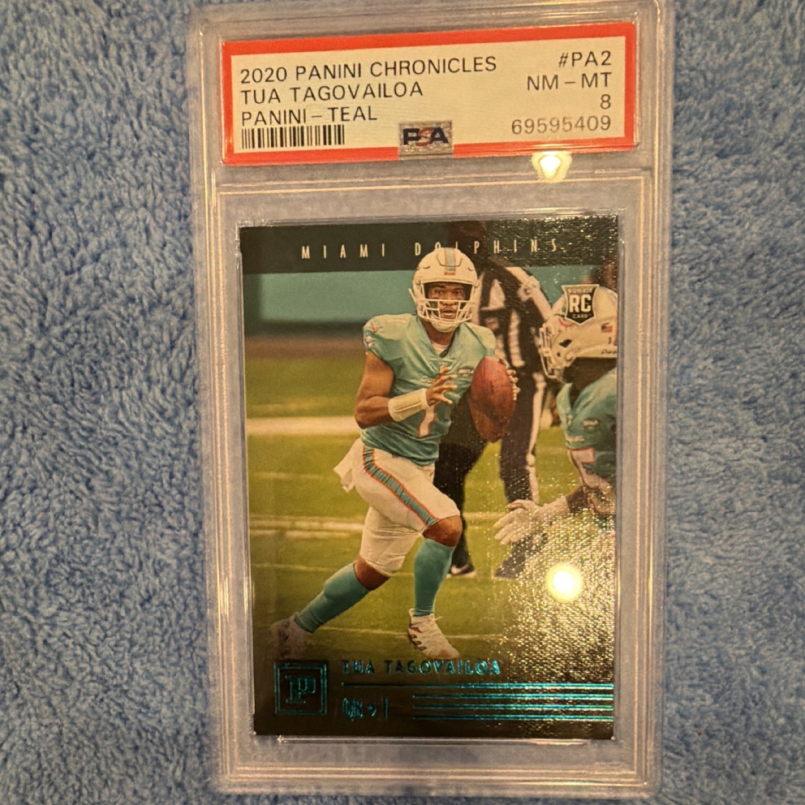Panini 2020 Chronicles Tua Tagovailoa #PA-2 Teal Rookie PSA 8 Miami Dolphins