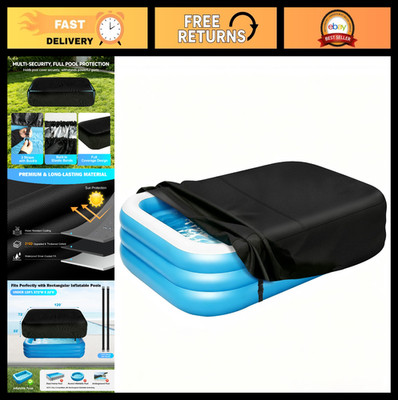 Inflatable Rectangle Pool Cover 120'' x 72'' - Waterproof, Elastic Edge & Straps