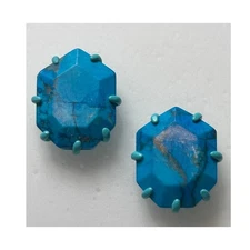Kendra Scott Morgan Hexagon Blue Copper Turquoise Studs 16mm New Holiday Gift
