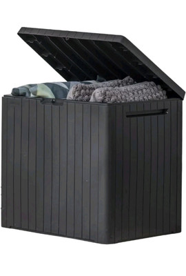 City 30 Gallon Resin Outdoor Storage Box and Patio Furniture Side Table for P...