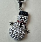 Kirks Folly Snowman Crystal Rhinestone Pendant Necklace Silver Plated Christmas — photo 2