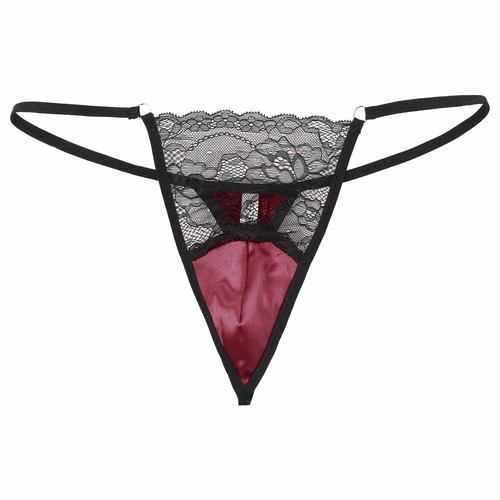 Herren Sissy Durchsichtig Lace Satin Bikini Briefs Low Rise Thong Unterwäsche - Picture 22 of 26