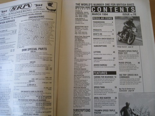 BRITISH BIKE MAR 1994 LONDON'S BURN-UP SEAN BLOWERS SPEED TRIPLE COMMANDO ARIEL - Picture 2 of 3