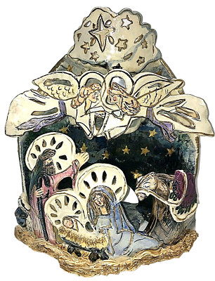 Nativity Blue Sky Clayworks Royal Collection Heather Goldminc 3 Tier Tea Light