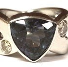 14k white gold GIA Dark Violet Blue 6ct trillion tanzanite .83ct diamond ring — photo 6