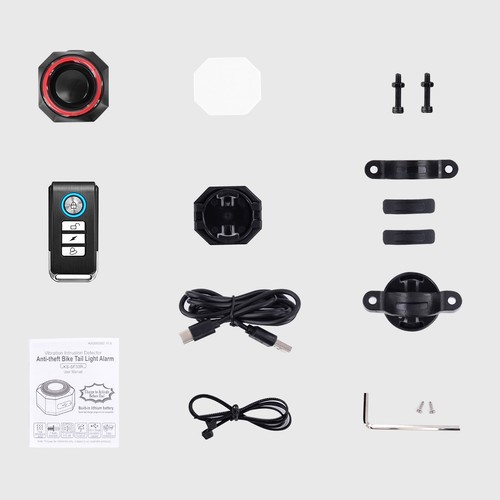 Alarma de vibración para bicicleta con luz trasera automática simple bloqueo llave a brazo modo antirrobo - Imagen 12 de 12