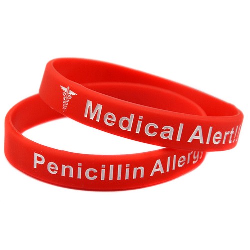 4x Pulseras de silicona alergia penicilina alerta médica para adultos - Imagen 7 de 14