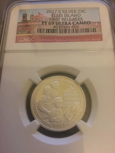 2017 S NGC ELLIS ISLAND PF69 ULTRA CAMEO SILVER FIRST RELEASES QUARTER