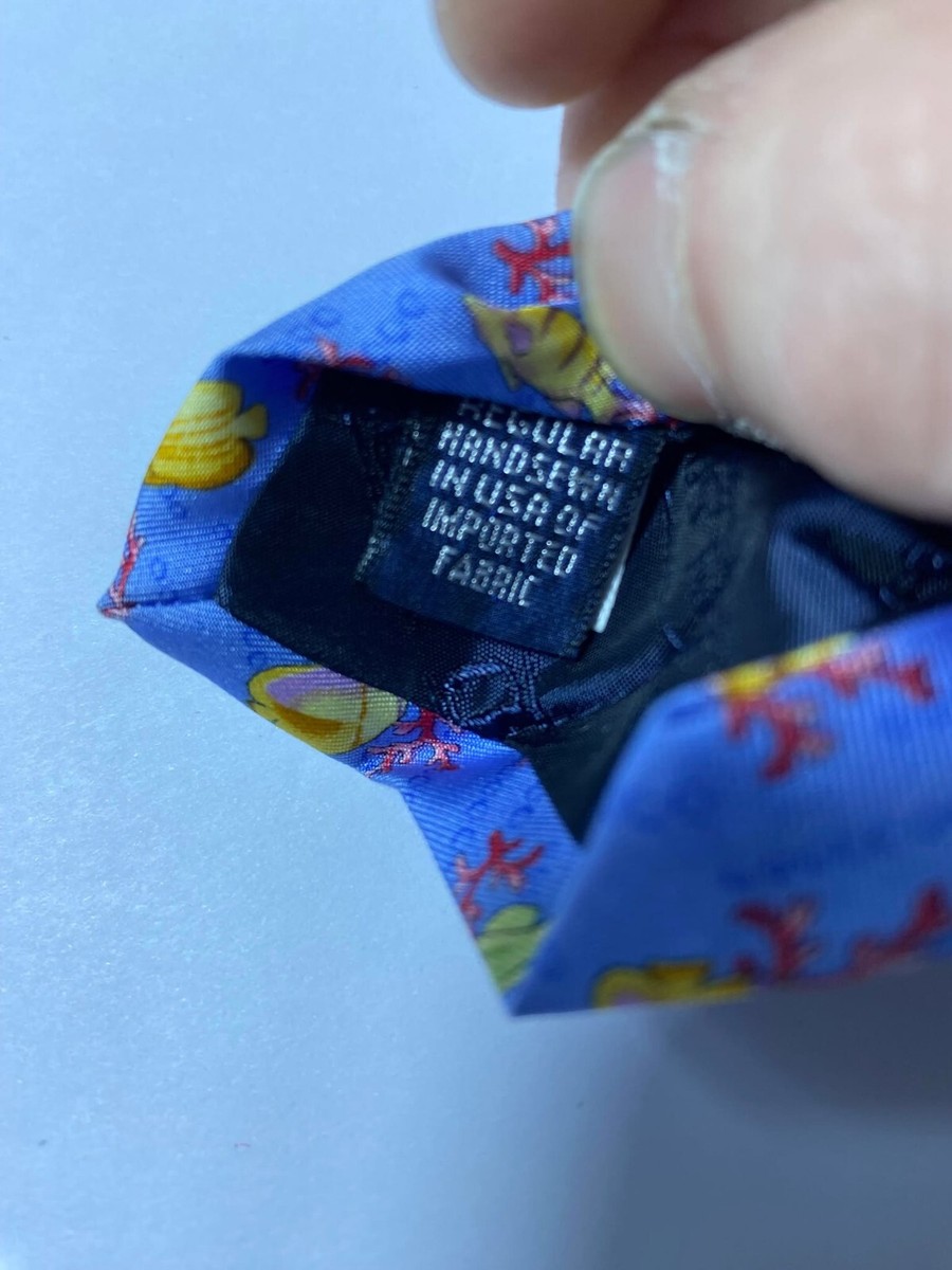 Vintage Lands' End Silk Tie Fish & Coral Ocean Theme Hand-Sewn in USA View 3