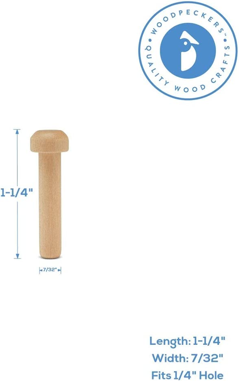 Wood Axle Pegs 11/4Inch, Pack of 25 Mini Wooden Peg for Wood Train