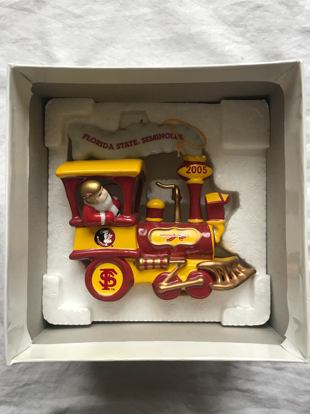 Danbury Mint Florida State Seminoles Christmas Ornament 2005 Train Engine