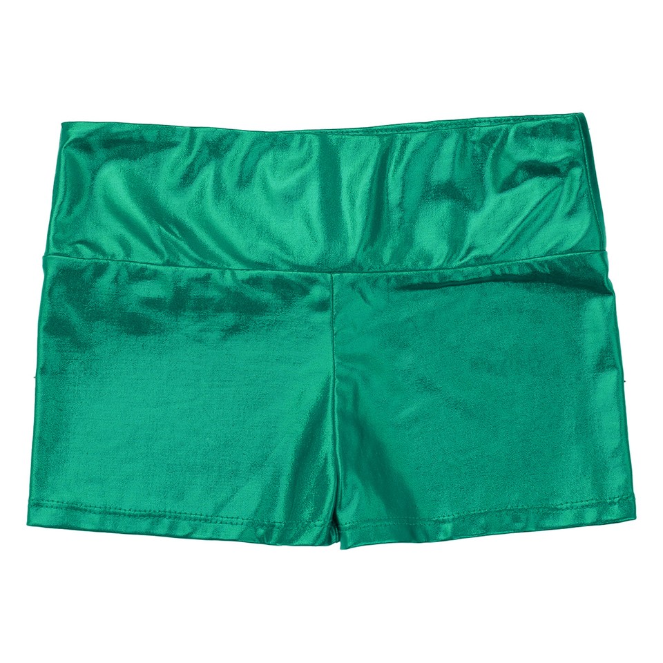 Mirawise Metallic shorts voor dames, yoga, glanzend, sprankelend, warm trekkoord, outfit, korte broek, PINK, XS