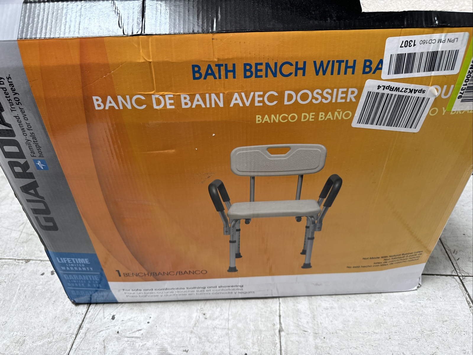 Medline MDS89745RA Shower/Bath Chair with Padded Armrests 350lbs