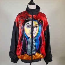 Vintage Satin Jacket Art To Wear Julia Michaels Womens Medium