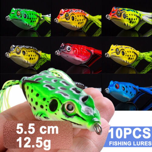 10pcs Frog Soft Lures 5.5cm 12.5g Topwater Bass Fishing lures lots Crankbaits - Picture 1 of 12