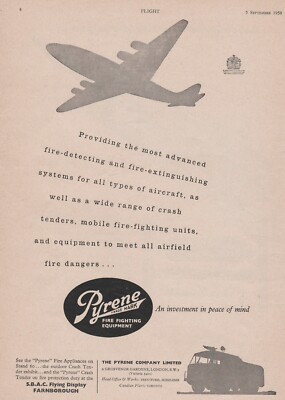 Aviation Magazine Print - Pyrene Fire Detection and Extinguishing Systems (1958)