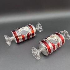 Pier 1 Christmas Blown Glass Candy Tea Light Candleholders Peppermint Wrappers 2