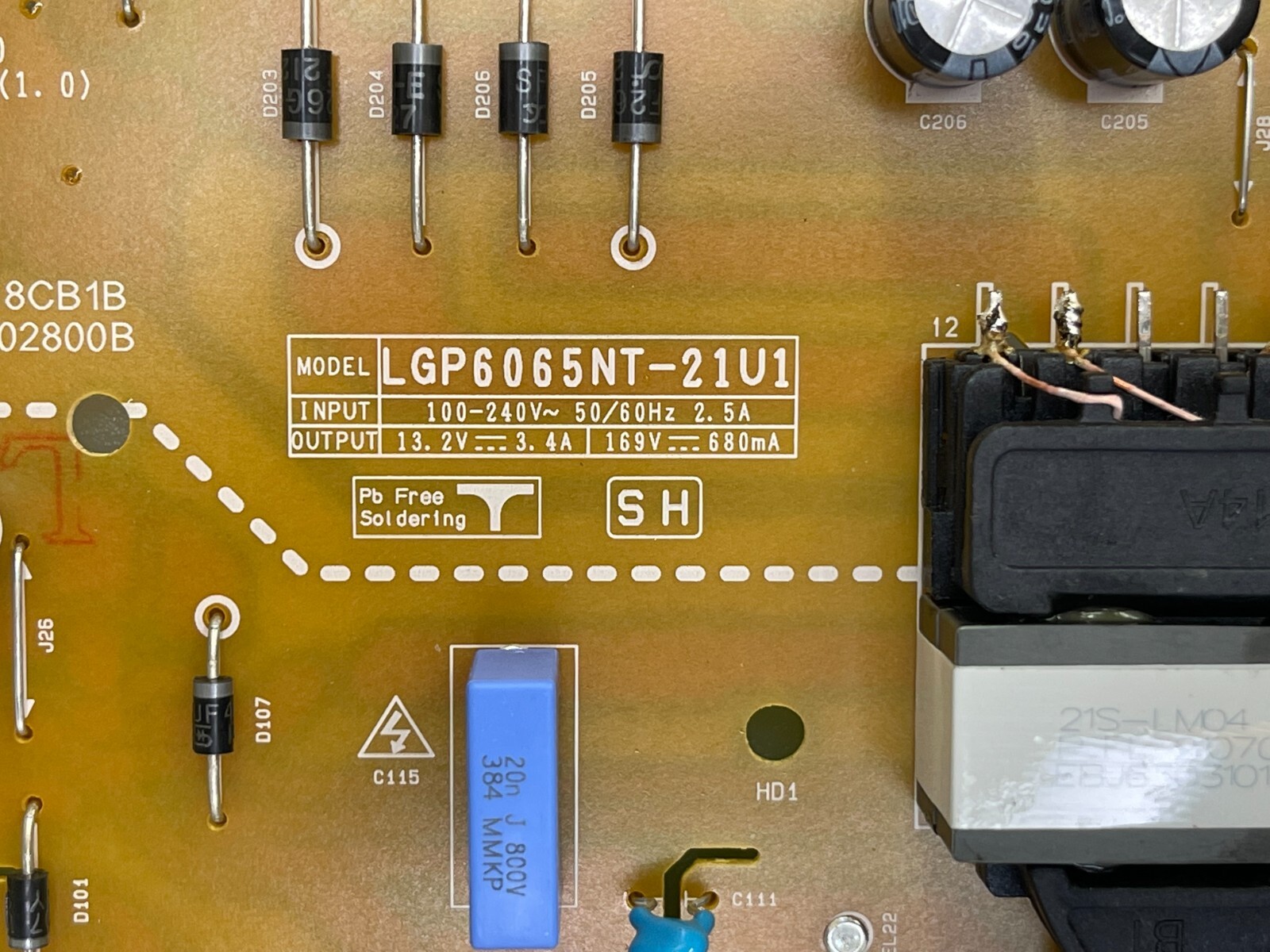 PIECES DETACHEES: Carte d'alimentation Tv Lg 65NANO756PR LGP6065NT-21U1 EAX69501602(1.0) EAY65895532 EPCD18CB1B 3PCR02800B - D'occasion en très bon état