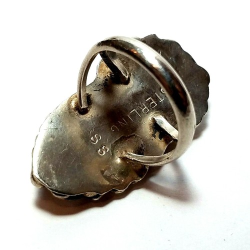 Native American Sterling Silver Turquoise Coral Ring Stan Slim SS Navajo Vintage - Picture 9 of 9