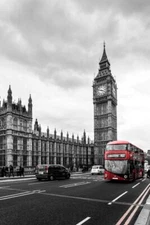 Red London Bus Houses Parliament Big Ben London Photo Photograph Poster 16x24