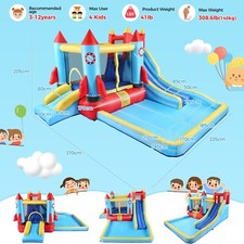 Inflatable Bounce House for Kids 3-12, Bouncy House with Long Slide for Outdoor