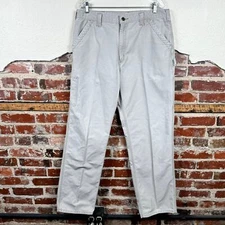 Carhartt Pants Size 36x32 Tan Cotton Carpenter Straight Leg Pockets Work Utility