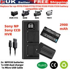 2x NP-F550 Battery 2900mAh + Dual Charger for Sony NP-F970/750/960 TR516 Camera