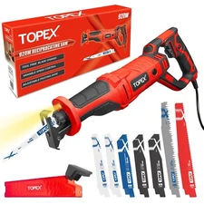 TOPEX 34 PCs Reciprocating Saw Blade Set, 920W Reciprocating Saw Blades