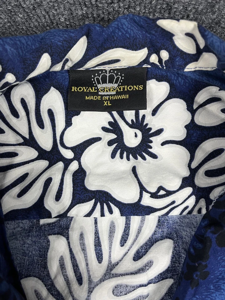 Camisa de Campamento Aloha Floral Azul Hawaiano Vintage Royal Creations Para Hombre XL EE. UU. Foto 3 de 4