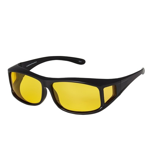 Night Driving Glasses Anti Glare Yellow Lens Wrap Around Sunglasses Polorised - Picture 1 of 11