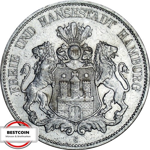 J 65 5 Mark HAMBURG Stadtwappen von 1900 J in SS 547