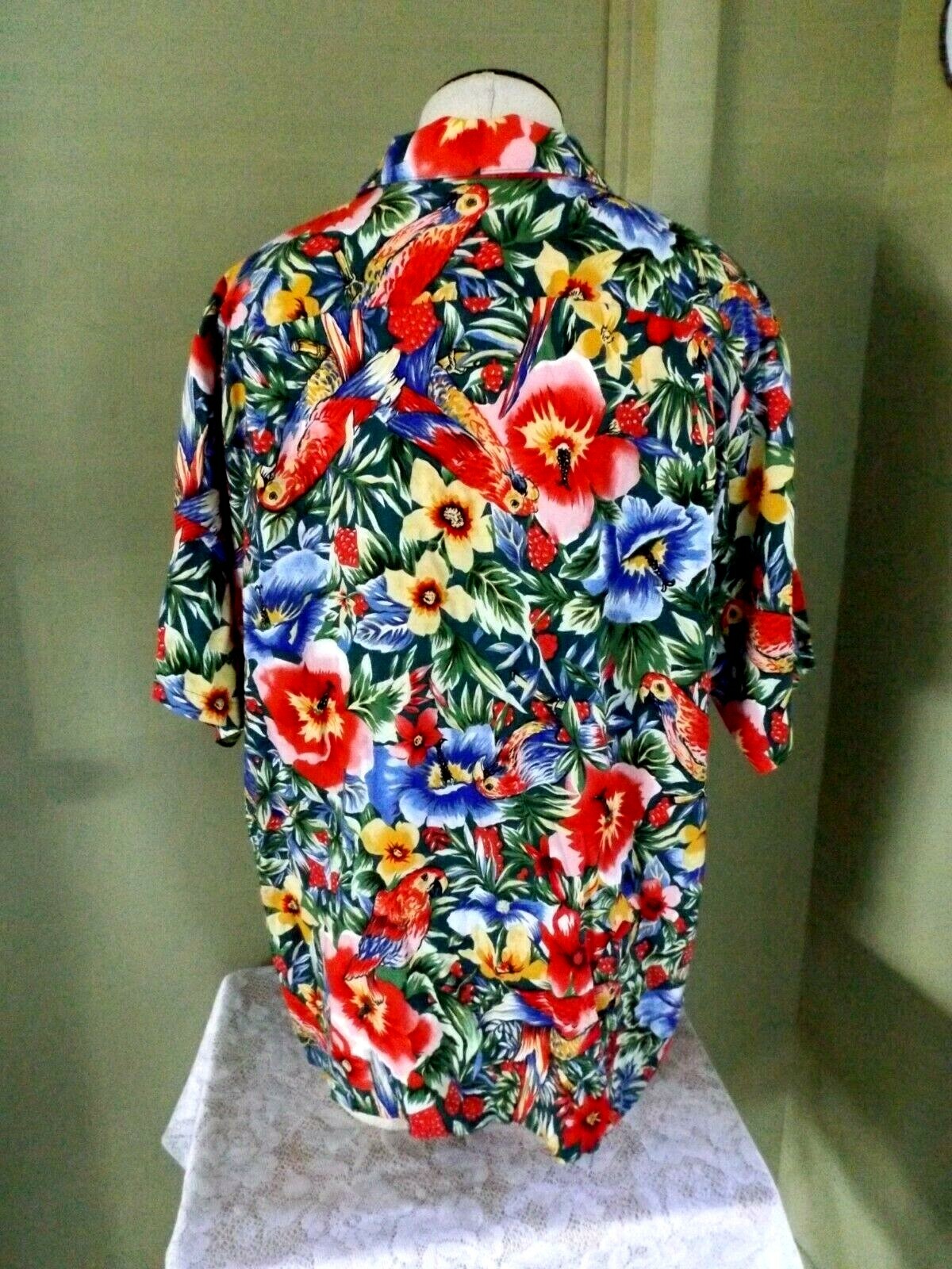 VINTAGE JOE KEALOHA'S PARROT POCKET HAWAIIAN SHIR… - image 2