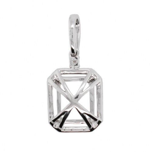 Pendant Semi Mount Emerald Cut 10x8mm In 14K White Gold With Diamonds (38999) - Picture 5 of 5