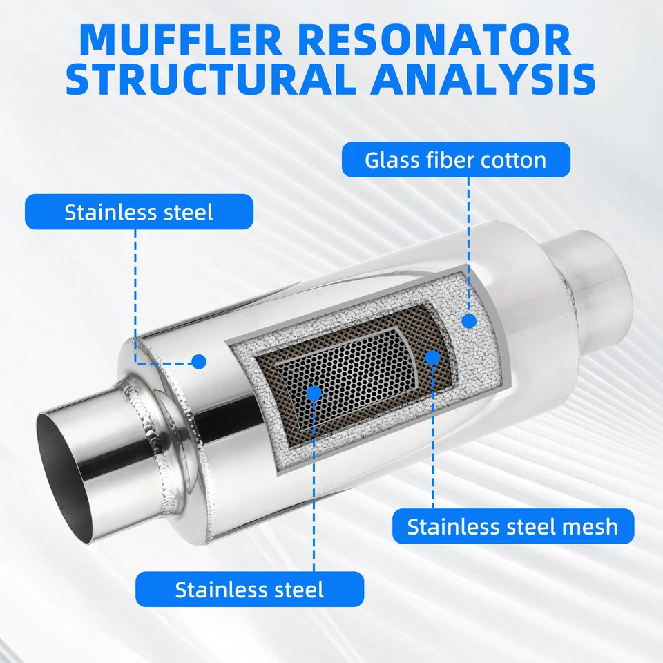 For Mercedes Benz C300 C350 C63 Pair 2.5" Inlet/Outlet Exhaust Resonator Muffler - Image 4 of 4