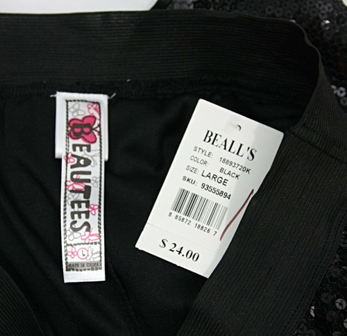 NEW Beautees Sequin Elastic Waist Skater Mini Skirt Black w Shorts GIRLS L - Picture 6 of 6
