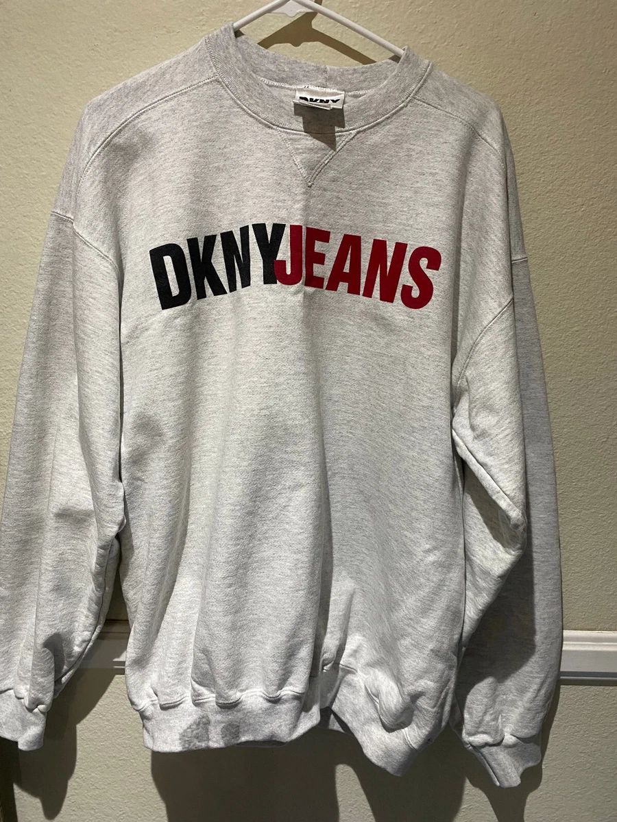 DKNY Jeans Donna Karan Logo Graphics Gray Sweatshirt Unisex Women s One Size