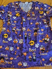 Dickies Halloween Scrub Top Lg EUC Purple
