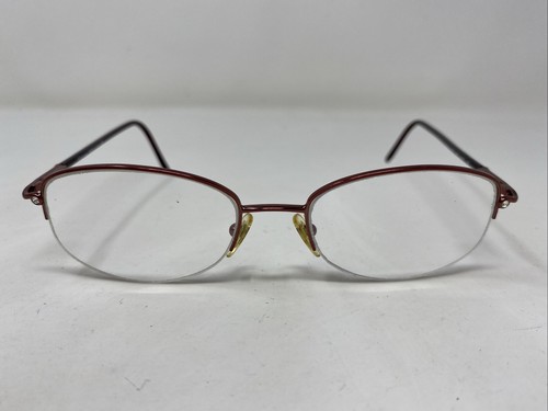 GENNY Italy 748-B 5342 51-18-135 Red Wine Metal Half Rim Eyeglasses Frame D503