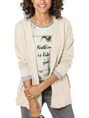 Best Connections elfenbeinfarbene leichte Strickjacke vorne offen Größe 8 10 12 Damen