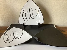 Vintage~"The Cellar"~ Macy's Black and White/Black Triangular "Two Faces" Plates