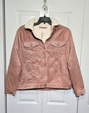 Lost + Wander Ophelia Corduroy Jacket Sherpa Lined Size Large Pink Blush Nwt