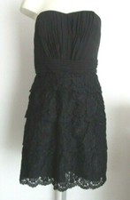 David's Black Cocktail Dress Strapless Pleated Bodice Lace Size 6 NWT