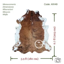 Cowhide Rug Light Brindle Tricolor High Quality Hair on Hide Size: Large(L)AW49
